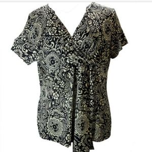 Addition Elle Plus V-Neck Floral Black & Beige